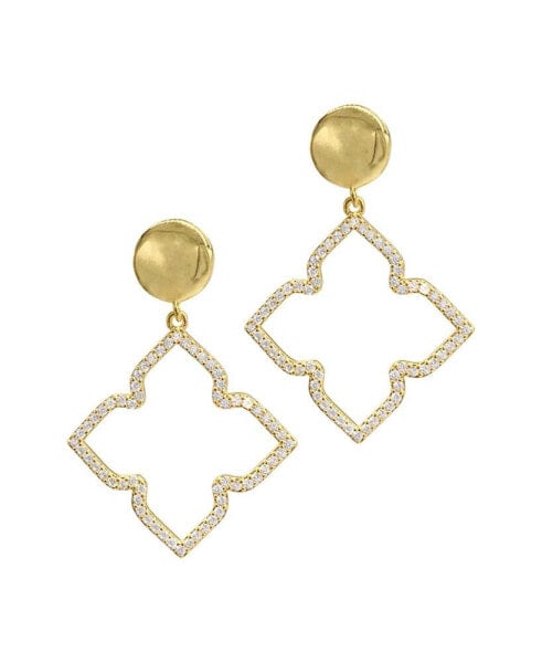 Women's 14K Gold-Tone Plated Drop and Dangle Crystal Lined Floral Earrings