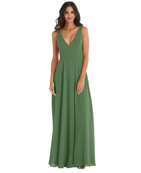 Women's Deep V-Neck Chiffon Maxi Dress