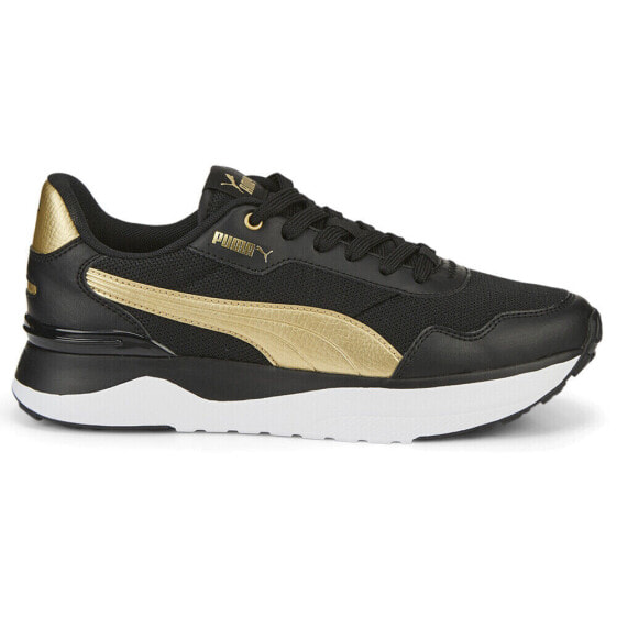 Puma R78 Voyage Distressed Lace Up Womens Black, Gold Sneakers Casual Shoes 386