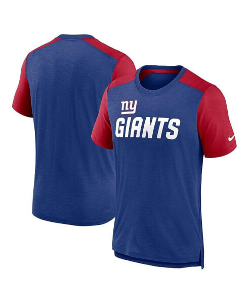 Men's Heathered Royal, Heathered Red New York Giants Color Block Team Name T-shirt