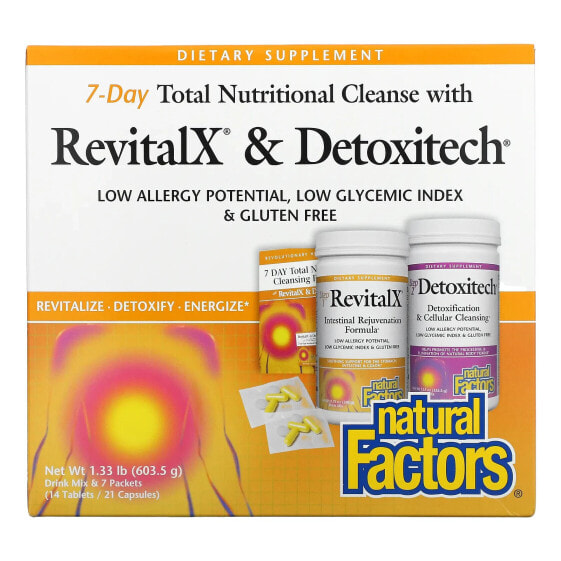 Очищение и детоксикация 7-дневный с RevitalX & Detoxitech, 1.33 фунт (603.5 г) от Natural Factors