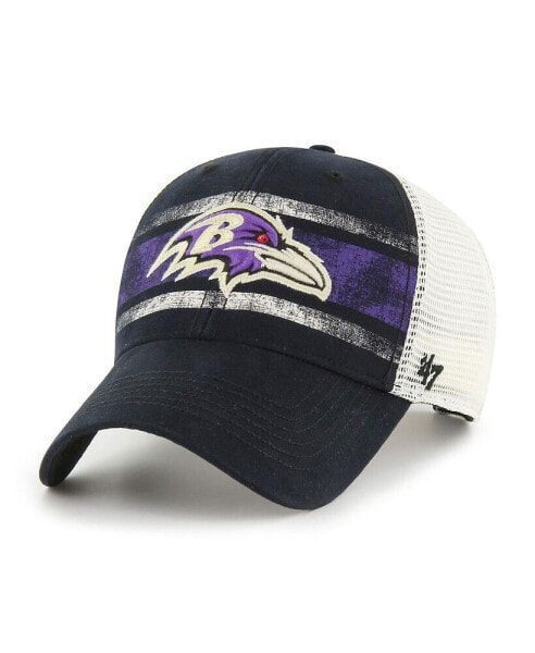 Men's Black, White Distressed Baltimore Ravens Interlude MVP Trucker Snapback Hat