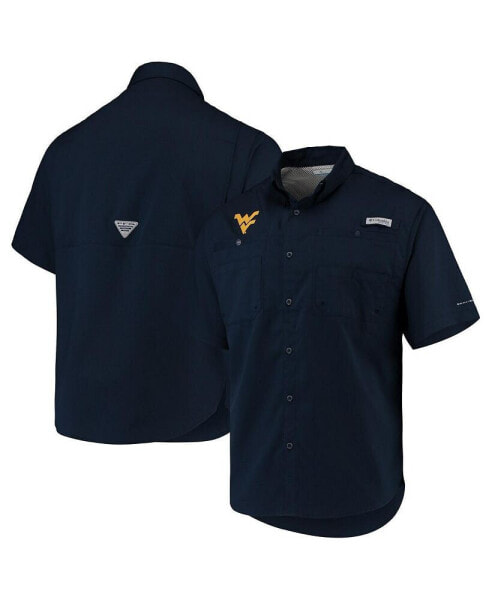 Men's Navy West Virginia Mountaineers PFG Tamiami Omni-Shade Button-Down Shirt