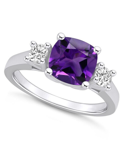 Amethyst (2 ct. t.w.) and Diamond (1/3 ct. t.w.) Ring in 14K White Gold