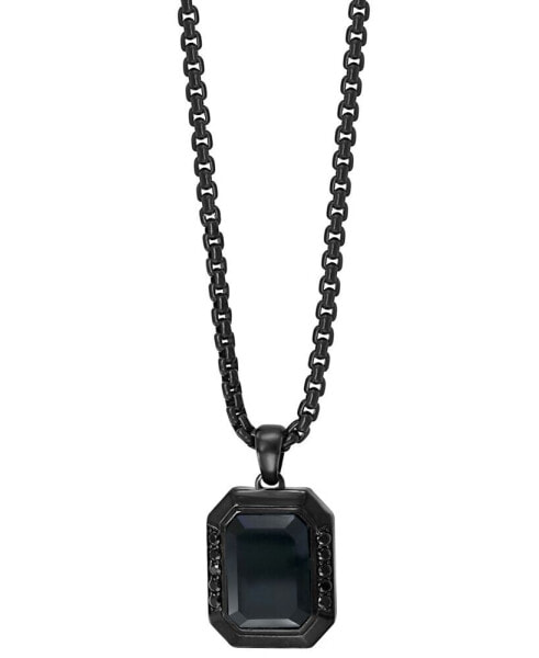 EFFY® Men's Onyx and Black Spinel 24" Pendant Necklace in Black PVD Plated Sterling Silver