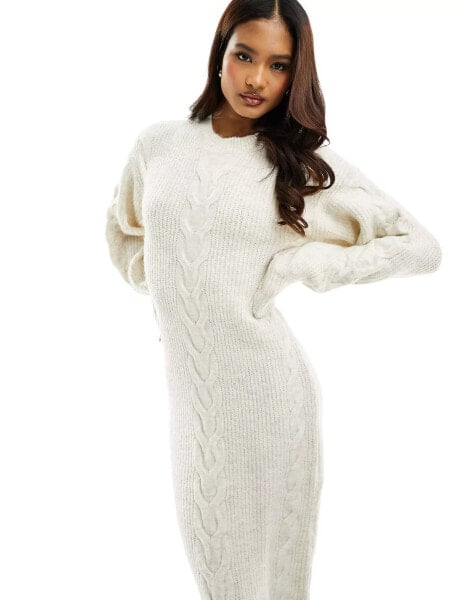 River Island midi jumper dress in cream