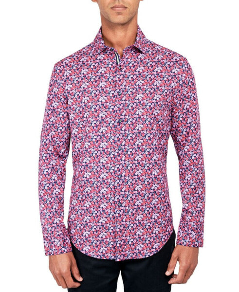 Рубашка мужская с рисунком роз Society of Threads Regular-Fit Non-Iron Performance Stretch