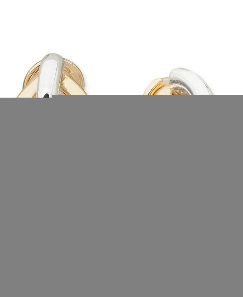 Two-Tone Twist Knot Clip-On Button Earrings