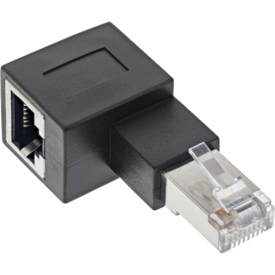 InLine patch cord adapter Cat.6A - RJ45 male / female - angled 90° to the left