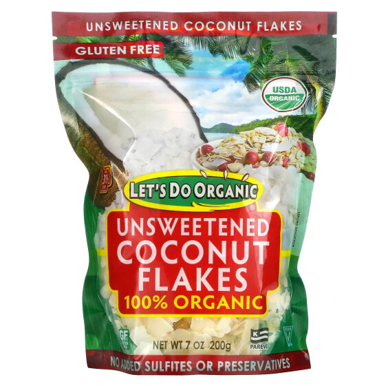 Let's Do Organic, 100% Organic Unsweetened Coconut Flakes, 7 oz (200 g)