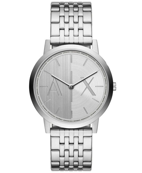 Men's Quartz Two Hand Silver-Tone Stainless Steel Watch 40mm