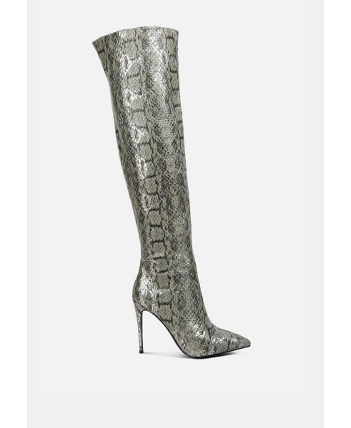 Women's Catalina Snake Print Stiletto Knee Boots