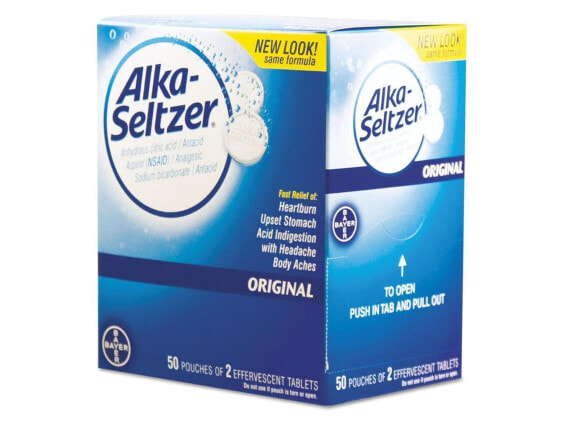 Alka-Seltzer Antacid and Pain Relief Medicine Two-Pack 50 Packs/Box BXAS50