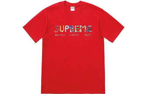 Supreme SS18 Rocks Tee Red 字母Logo短袖T恤 男女同款 红色 送礼推荐 / Футболка Supreme SS18 Rocks Tee Red LogoT SUP-SS18-482