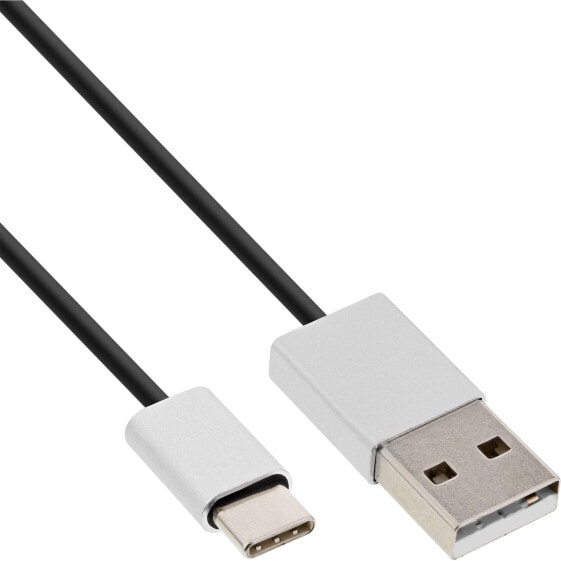 InLine USB 2.0 Cable - USB-C male / USB-A male - black/alu - flexible - 1m
