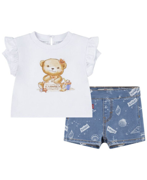 Комплект костюм для малышей Levi's Топ и шорты с принтом