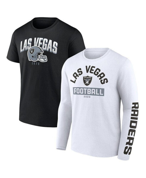 Men's Black, White Las Vegas Raiders Long and Short Sleeve Two-Pack T-shirt