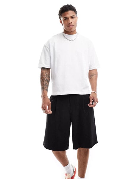 ASOS DESIGN heavyweight oversized step hem t-shirt in white