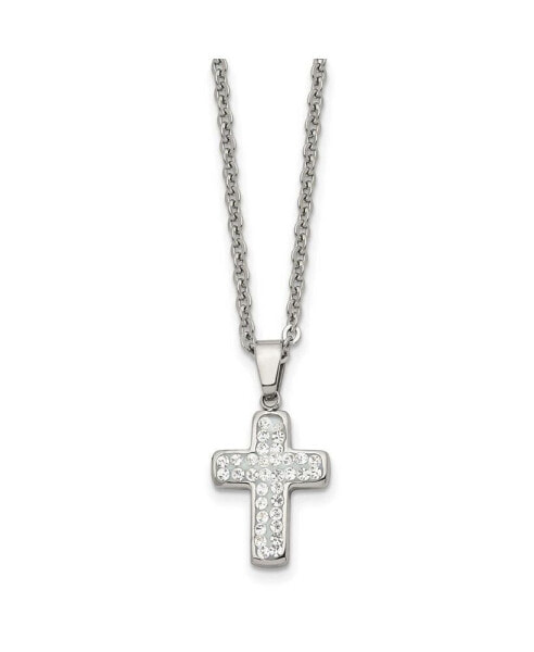 Chisel polished Crystal Cross Pendant on a Cable Chain Necklace