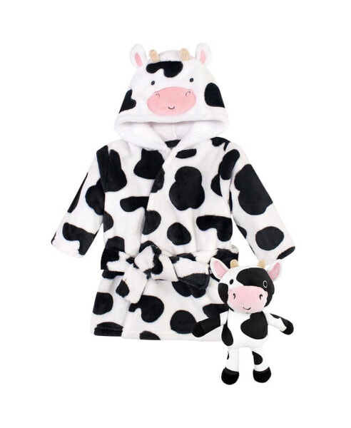 Baby Unisex Baby h Bathrobe and Toy Set, Cow
