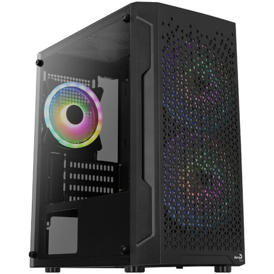 Aerocool Trinity Mini v3 Micro-ATX Gehäuse, RGB, Tempered Glass - schwarz