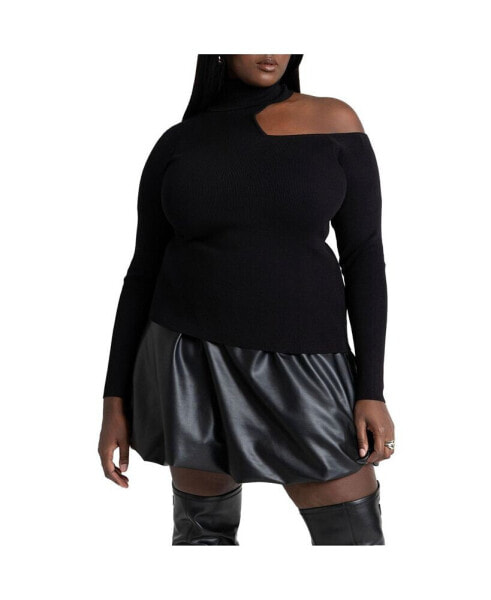 Plus Size Shoulder Cutout Sweater