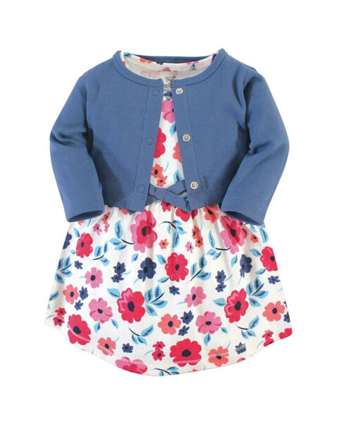 Baby Girls Baby Organic Cotton Dress and Cardigan 2pc Set, Garden Floral