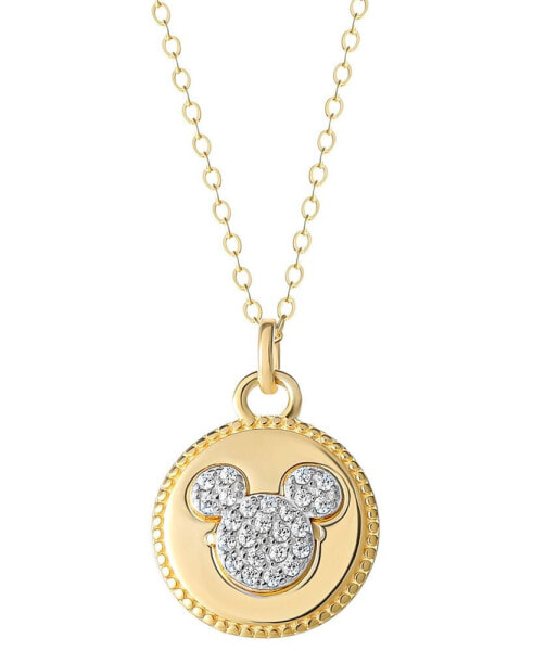 Cubic Zirconia Mickey Mouse Disc 18" Pendant Necklace in 18k Gold-Plated Sterling Silver