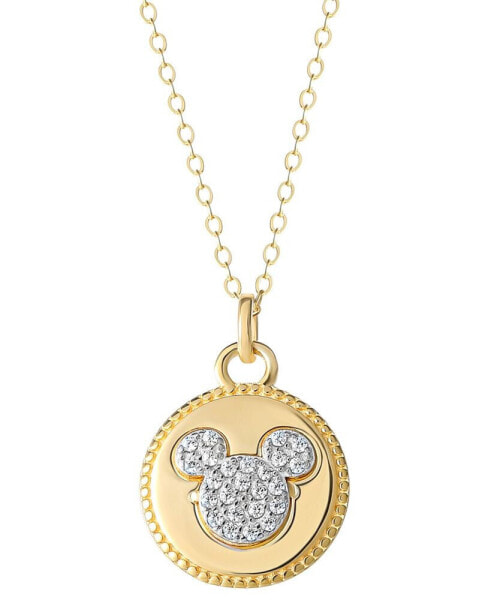 Disney cubic Zirconia Mickey Mouse Disc 18" Pendant Necklace in 18k Gold-Plated Sterling Silver