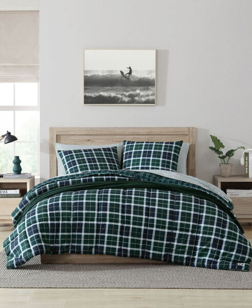 North Sail Plaid Brushed Microfiber 3 Piece Duvet Cover Set, King