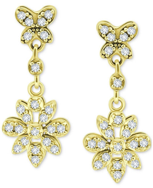 Cubic Zirconia Flower Drop Earrings in 18k Gold-Plated Sterling Silver, Created for Macy's