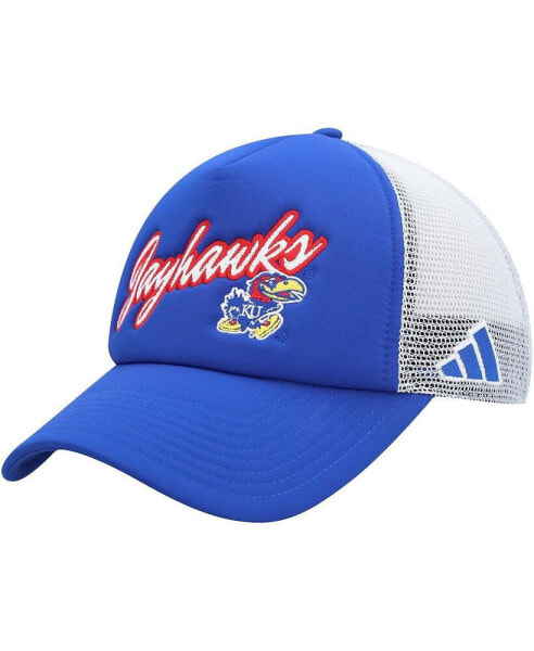 Men's Royal Kansas Jayhawks Script Trucker Snapback Hat