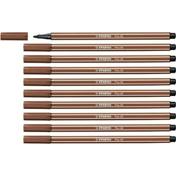 Ручки фломастерные STABILO Pen 68 Sanguina коричневые (10 штук)