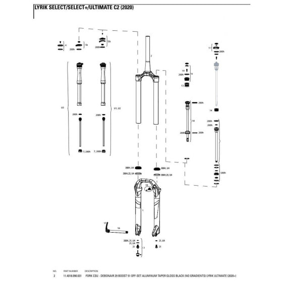 ROCKSHOX Crown/Steerer/Uppertube Debonair For Lyrik Ultimate Fork