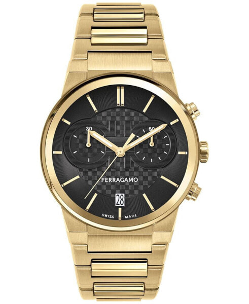 Salvatore Men's Swiss Chronograph Gold-Tone Stainless Steel Bracelet Watch 41mm