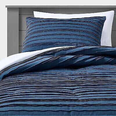 Twin Jersey Wave Comforter Set Navy - Pillowfort