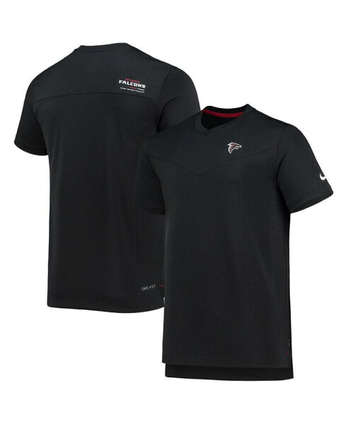 Men's Black Atlanta Falcons Sideline Coach Chevron Lock Up Logo V-Neck Performance T-Shirt