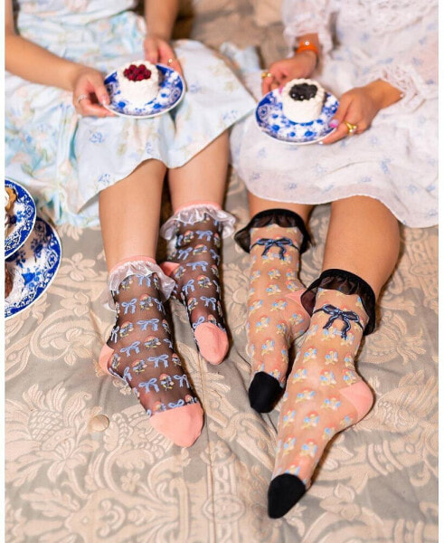 Women's Bridgerton Style Ruffle Sheer Socks Bundle