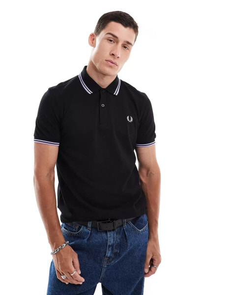 Fred Perry twin tipped polo shirt in black