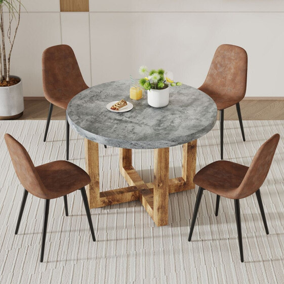 Circular Dining Table Set with 4 Chairs