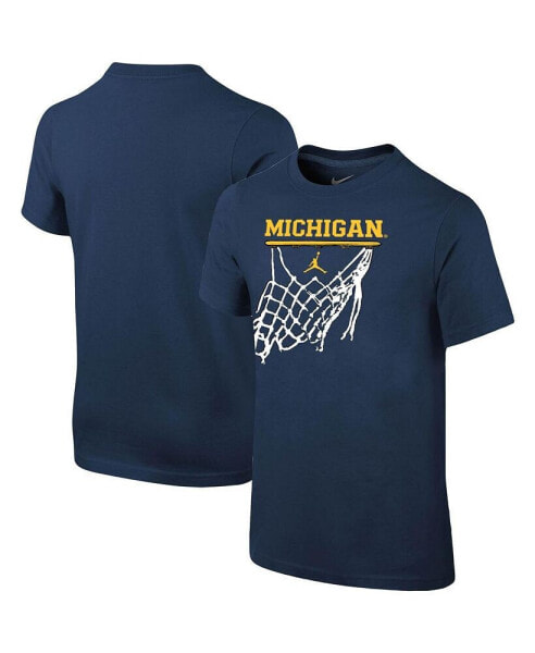 Футболка для малышей Jordan с сеткой для баскетбола Michigan Wolverines темно-синяя
