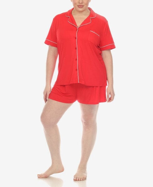 Plus Size 2 Pc. Short Sleeve Pajama Set