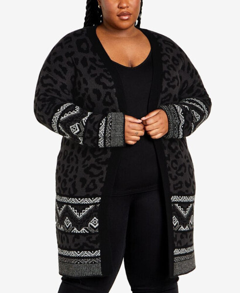 Plus Size Lori Animal Coatigan Sweater