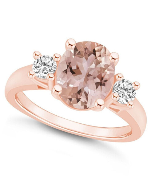 Morganite and Diamond Ring (2-1/2 ct.t.w and 1/3 ct.t.w) 14K Rose Gold