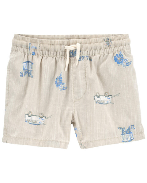 Baby Seaside Print Cotton Chambray Shorts 12M