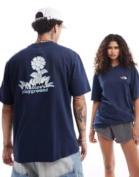 The North Face Flower backprint oversized t-shirt in navy exclusive to ASOS