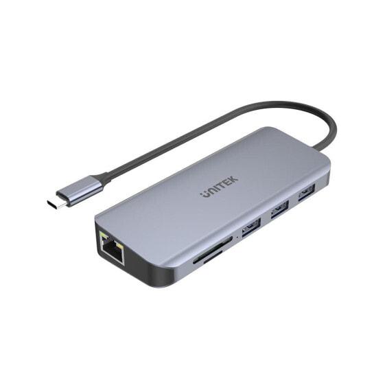 Unitek International UNITEK D1026B - USB 3.2 Gen 1 (3.1 Gen 1) Type-C - HDMI - RJ-45 - USB 3.2 Gen 1 (3.1 Gen 1) Type-A - USB 3.2 Gen 1 (3.1 Gen 1) Type-C - MicroSD (TransFlash) - SD - 5000 Mbit/s - Grey - Aluminium