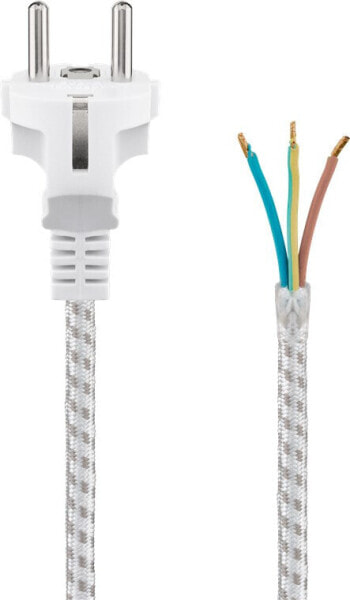 Goobay GB 50504 - Netzkabel Schutzkontaktstecker 3 m Textilleitung offenes - Cable - Current/Power Supply