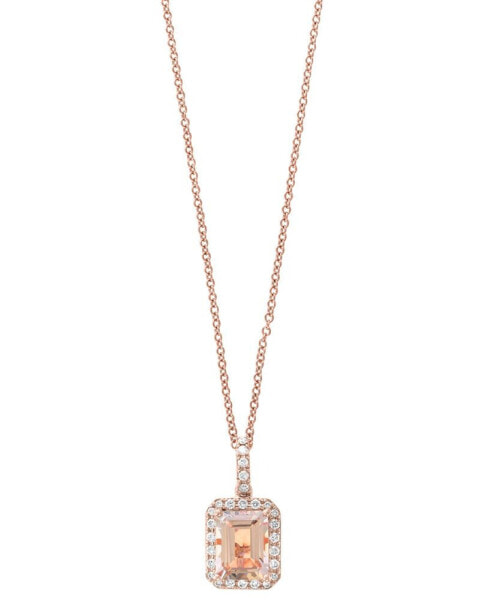 EFFY® Morganite (1-1/5 ct. t.w.) & Diamond (1/4 ct. t.w.) 18" Pendant Necklace in 14k Rose Gold