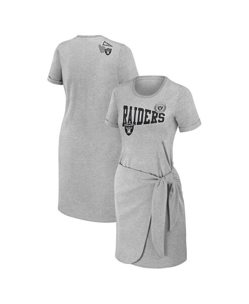 Women's Heather Gray Las Vegas Raiders Knotted T-Shirt Dress